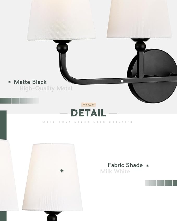 Bathroom Light Fixtures, Matte Black Vanity Lights - Image 4