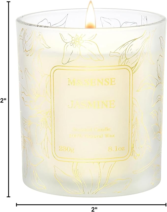 M&SENSE Jasmine Scented Natural Soy Candle, 8.1oz 42H Non-Toxic Long Burning - Image 9