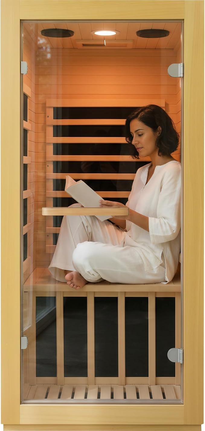 OUTEXER Infrared Sauna Room Indoor Saunas Home Obeche Wood 900W Low-EMF Dry - Image 9