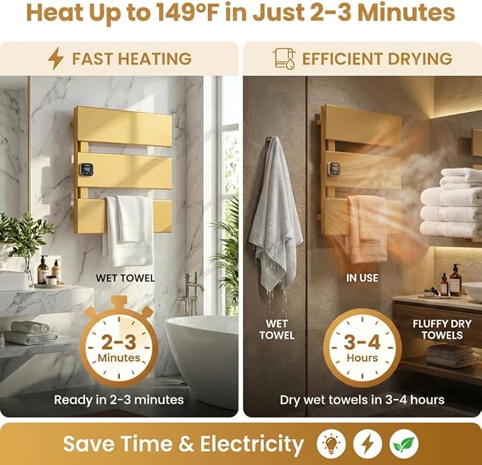 Electric Towel Warmer, Heated Towel Rack - Image 2