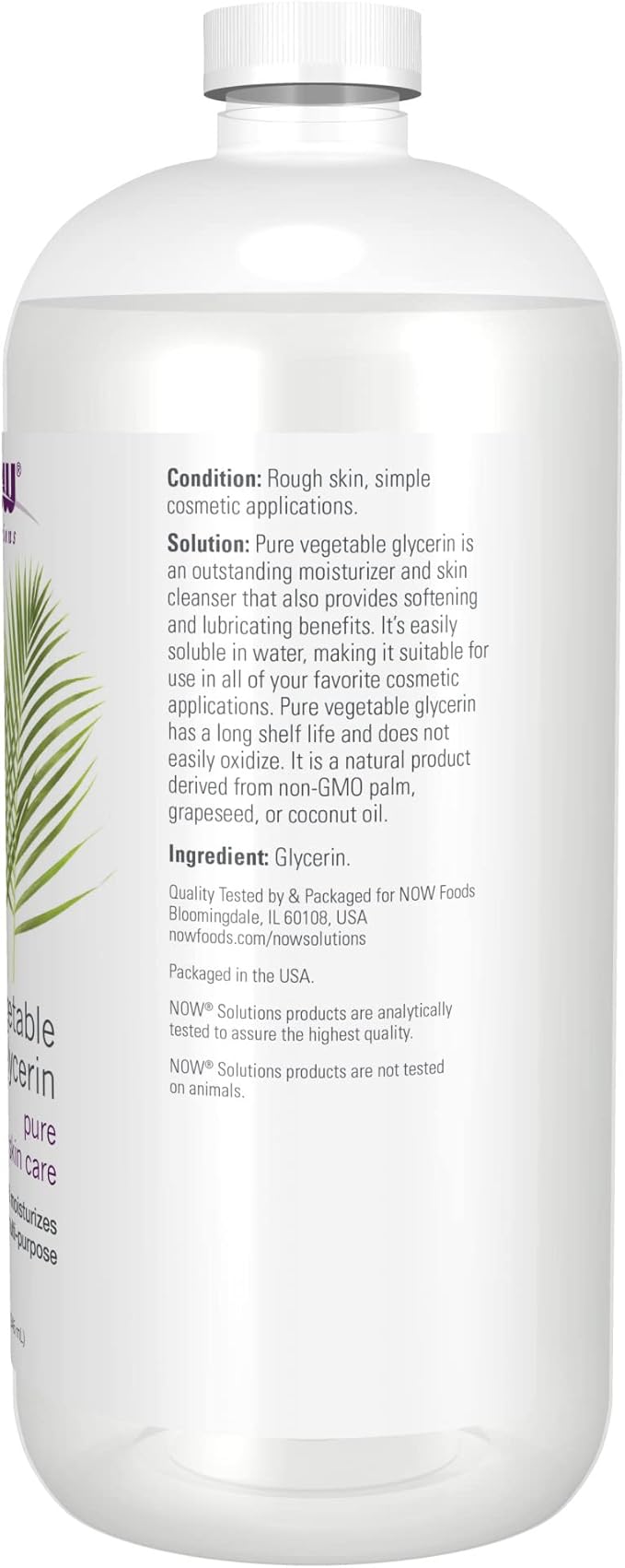 NOW Foods Solutions, Vegetable Glycerin, 100% Pure, Versatile Skin Care - Image 2
