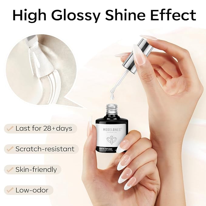 modelones Matte Gel Top Coat Chrome Proof, 15ML No Wipe Matte Top Coat Chrome - Image 3