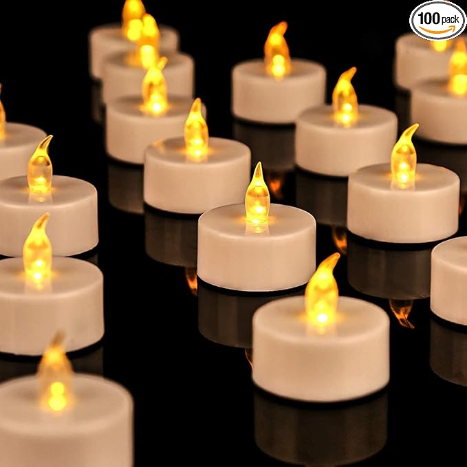 100Pack Battery Tea Lights candles- LED Tea Lights Realistic Bright Flickering by JUNPEILEDTEACANDLES