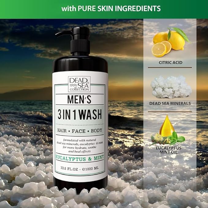 Dead Sea Collection Eucalyptus Mint Men’s Body Wash – 3 in 1 Body Wash - Image 4