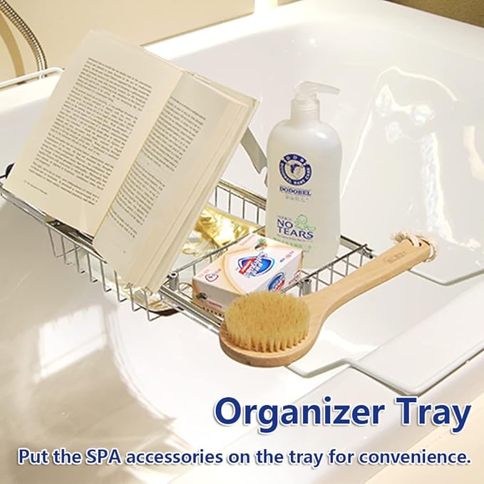 BESTHLS Bathtub Tray Caddy for Luxury Bath Expandable Extra Wide Bath Tub Tray - Image 6