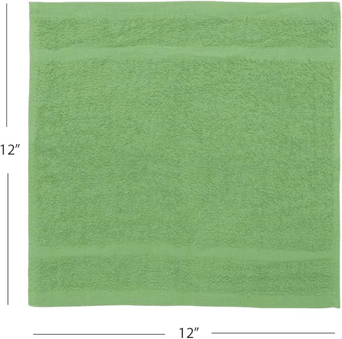 Avalon Towels Cotton Washcloths 24-Pack – 12 x 12 Inch Sage Green Super Soft & - Image 8