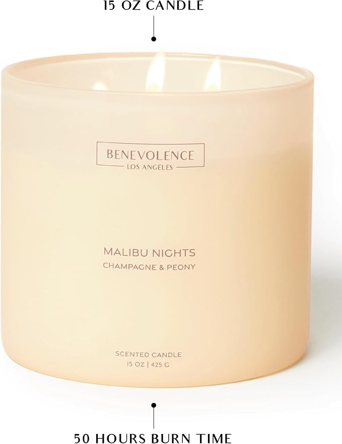 Champagne & Peony – Benevolence LA Large 3-Wick Scented Candle - Image 5
