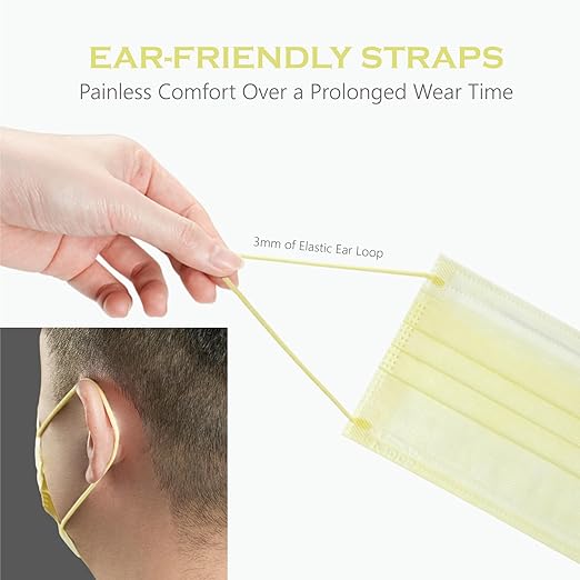 CSD Colo 30 Pcs Yellow Disposable Face Masks, 3 Ply Adult Mask - Image 7