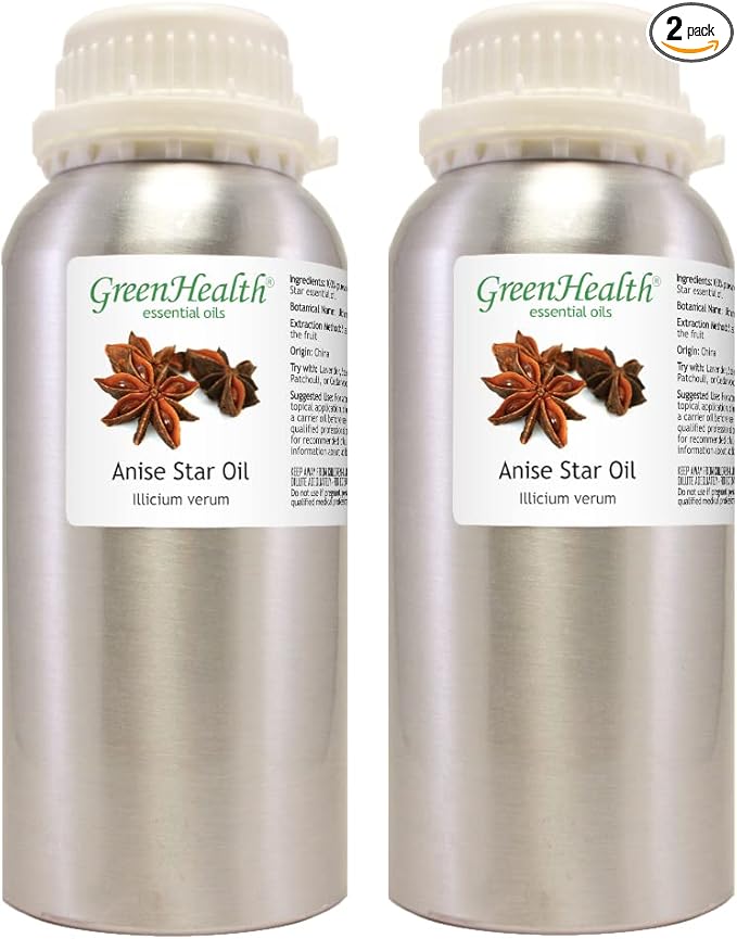 GreenHealth Anise Star Essential Oil 2 Pack – 16 fl oz Each | 100% Pure & Uncut by Greenals