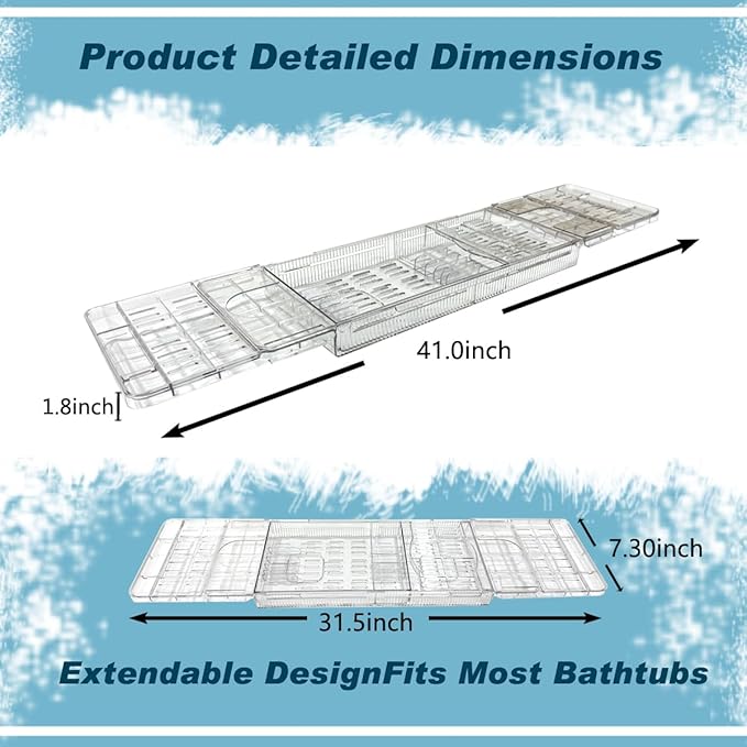 Large Capacity Adjustable Bath Tub Tray - Image 6