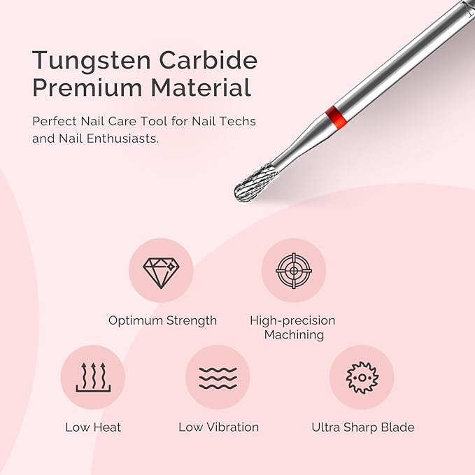MelodySusie Cuticle Clean Nail Drill Bit, Professional Safety Carbide Under - Image 4