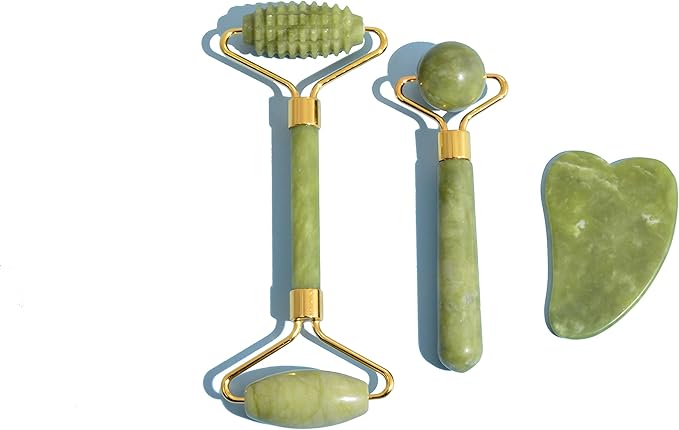 3 in 1 Jade Roller & Gua Sha Set by WOBOX