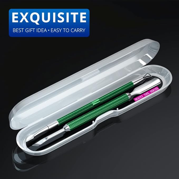GA&EN 2PCS Metal Dark Green Cuticle Pusher and Cutter Remover Salon Quality - Image 4