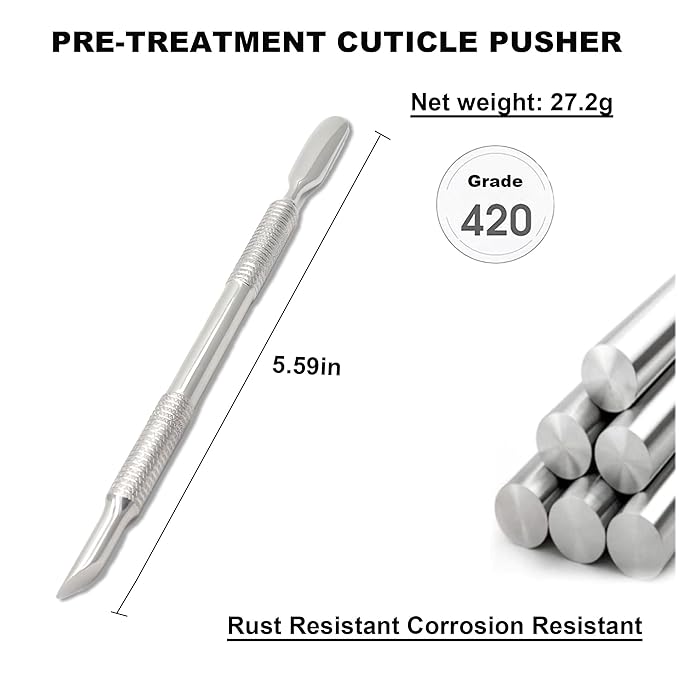Pre-treatment Cuticle Pusher, Russian Prep Nail Pushers, Dual Ended Cuticle - Image 6