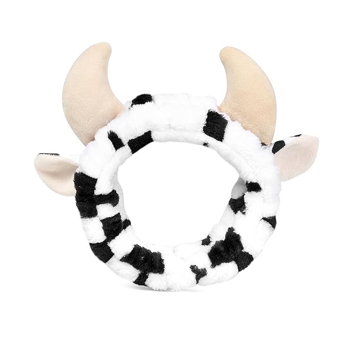 4PCS Cow Print Headbands for Washing Spa Face Wristband Set, Bath Makeup - Image 2