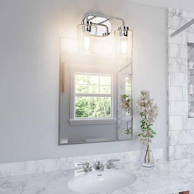 Tipace Chrome Vintage Bathroom Vanity Light, 2 Lights Modern Stainless Steel - Image 2