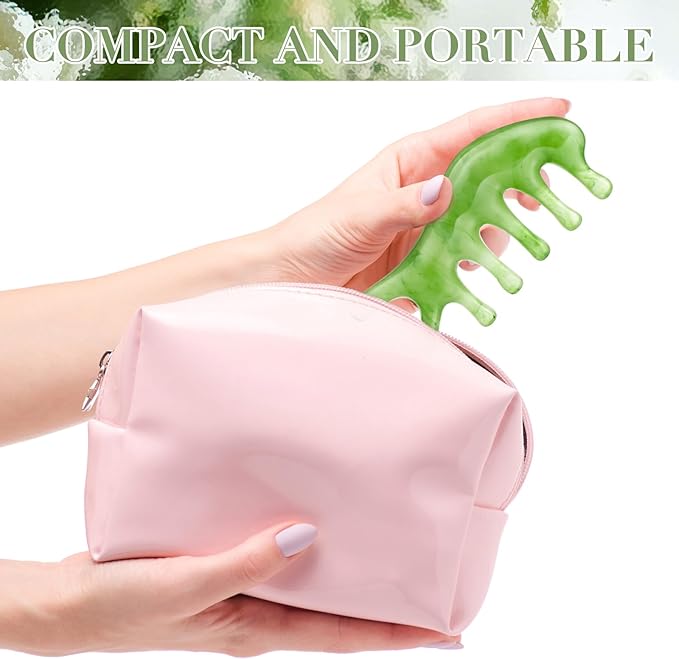 Geiserailie 2 Pcs Jade Combs Esthetician Supplies Massage Stone Hair Gua Sha - Image 7