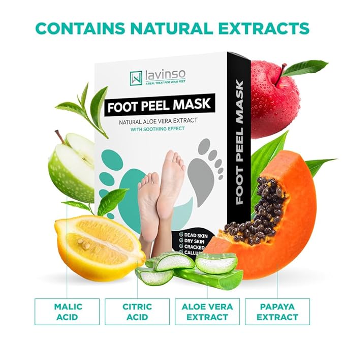 Lavinso Foot Peel Mask for Dry Cracked Feet – 2 Pack Peeling Mask Removes Dead - Image 5