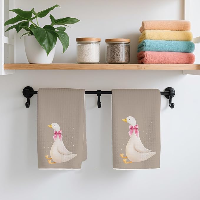 2PCS Cute Goose Gifts Kitchen Towels, Goose Decorative Waffle Weave Dish Tea - Image 4