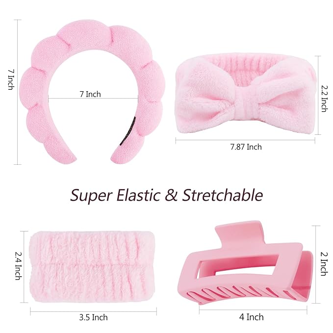 VELSCRUN Spa Headbands for Wash Face, Makeup Headband, Facial Skincare Headbands - Image 7