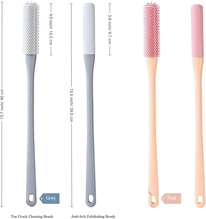 Toe Cleaning Brush with 15.7" Long Handle, Shower Foot Scrubber, No Bending - Image 3