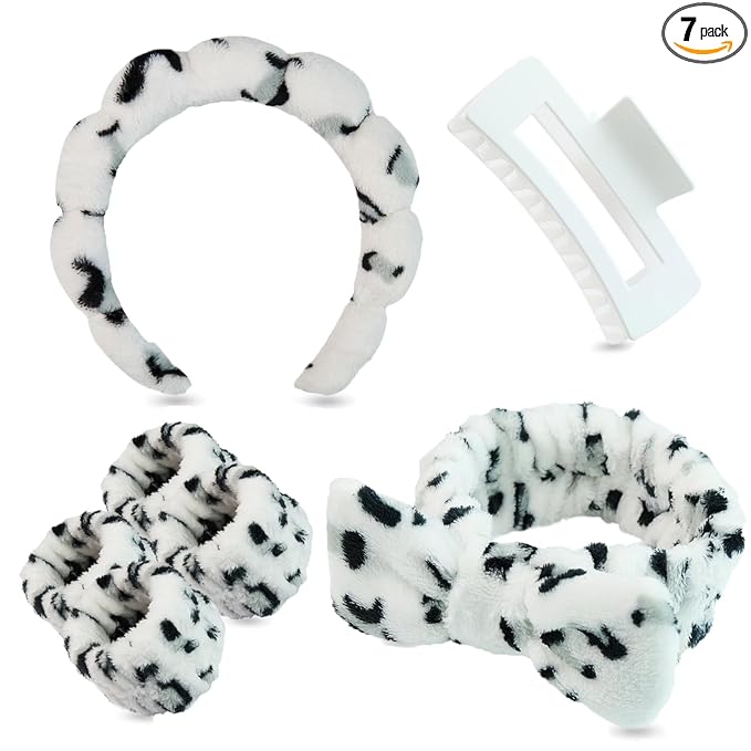 7 Pcs Spa Set, Facial Headband and Wristband Set, Skincare Accessories by Unknown