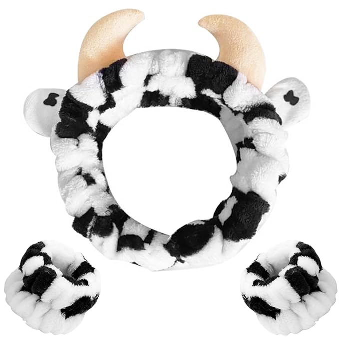 WHAVEL 3PCS Cute Spa Headband Cow Ears Headband by Whavel