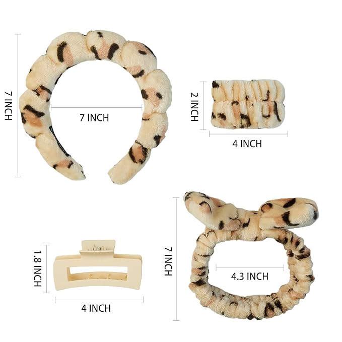 7 Pcs Spa Set, Facial Headband and Wristband Set, Skincare Accessories - Image 6