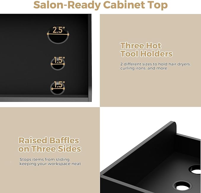 Salon Storage Cabinet Barber Station, Free Standing Hair Styling Station - Image 5
