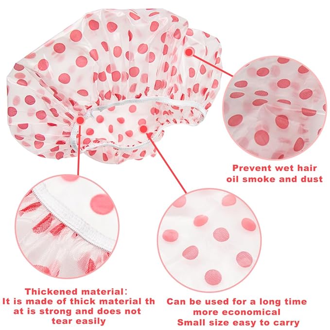 18Pcs Plastic Shower Caps for Women Waterproof Bath Caps Bathing Hair Cap - Image 3