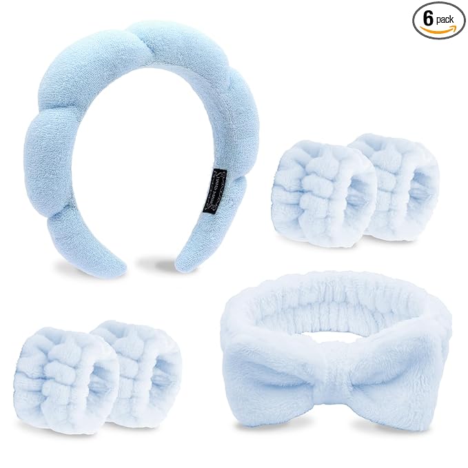 Blue Spa Headband and Wristband Set by TIOSRU