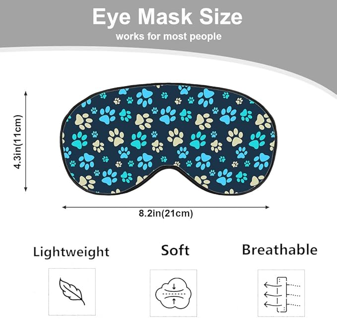 Dog Footprint Sleep Mask Eye Mask Dog Paws Cute Footstep Animal Blue Green - Image 2