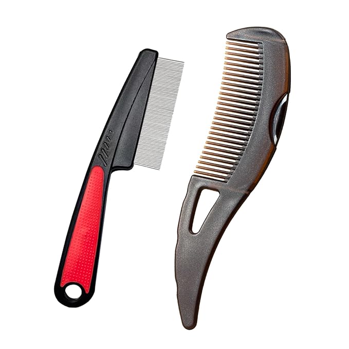Dandruff Comb Wide Tooth, Stainless Steel Fine Tooth Lice/Psoriasis Scalp Detox by AMZWISH