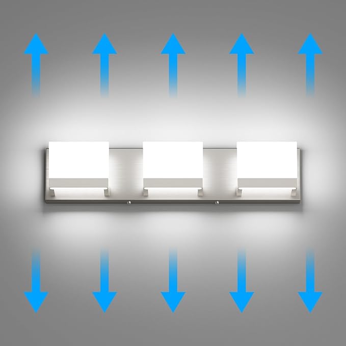 Tipace 3 Lights LED Modern Vanity Light Brushed Nickel Bathroom Lighting - Image 6