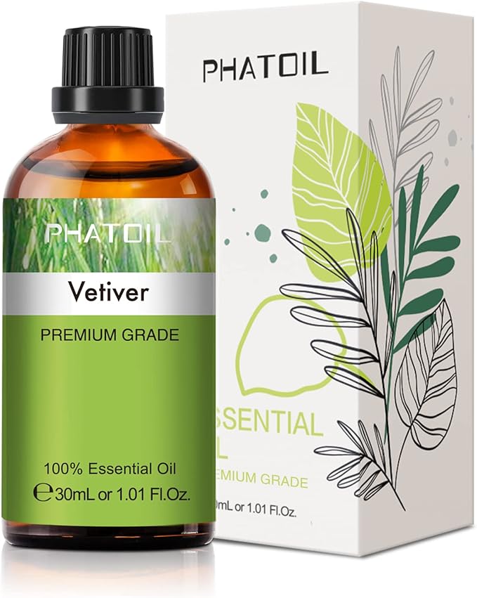 Vetiver Essential Oil, 1.01Fl.Oz PHATOIL Pure Essential Oil Singles by PHATOIL