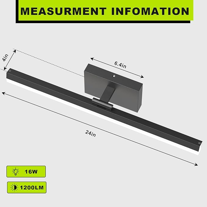 IZORRO Modern Bathroom Vanity Light 24 inch, 16W Dimmable Led Bathroom Light - Image 2