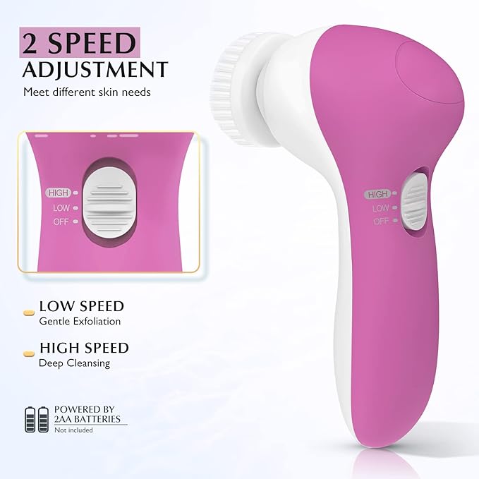 COSLUS Facial Cleansing Brush Silicone Face Scrubber: 7 in 1 FBS-D Electric - Image 6