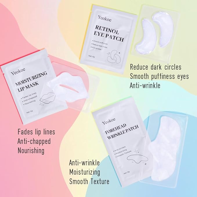 Yeokoe Forehead Wrinkle Patches, Under Eye Patches and Lip Mask 30 PCS. Face - Image 2