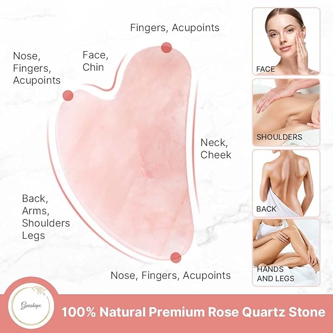 Natrual Rose Quartz Gua Sha Facial Tools | Guasha Tool - Image 4