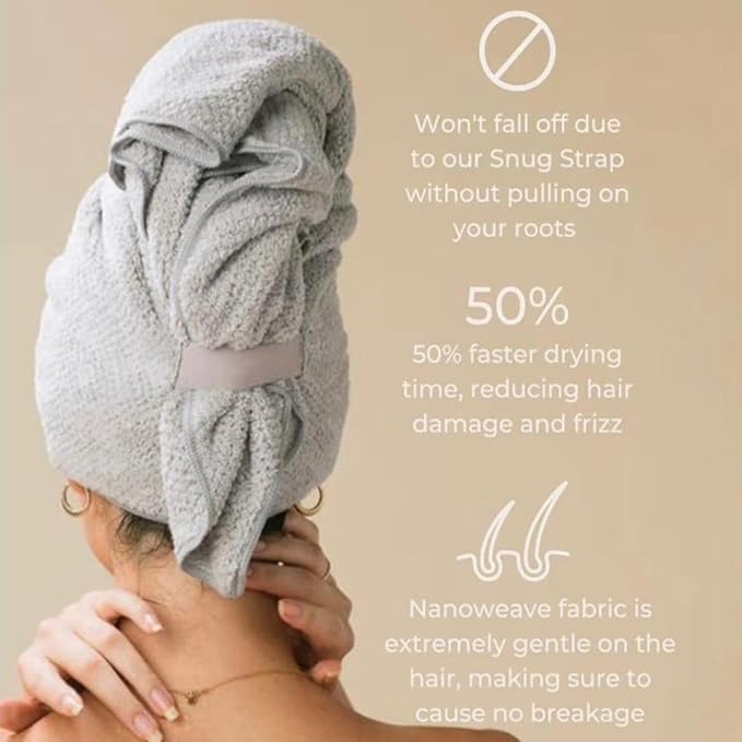 VOLO Super Hero XL Hair Towel | Super Absorbent Quick Dry Nanoweave | Reduces - Image 2