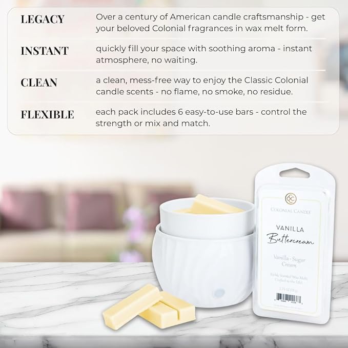 Colonial Candle Vanilla Buttercream Wax Melts, Wax Melt Warmer Cubes, Long - Image 5