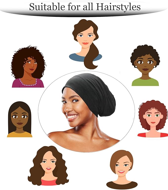 Sleep Cap Bonnet for Sleeping Black Women, Adjustable Cooling Ice Silk Lined - Image 8