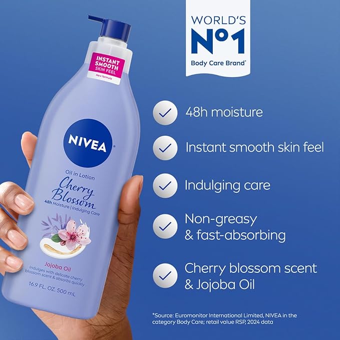 NIVEA Oil Infused Cherry Blossom and Jojoba Oil Body Lotion - Image 3