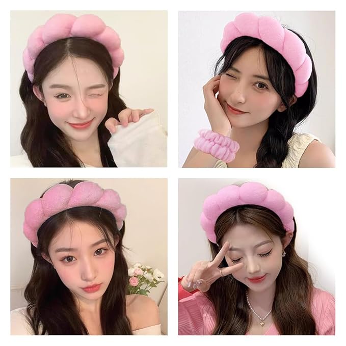 Tetizo Spa Headbands for Washing Face Wristband Set Sponge Makeup Skincare - Image 4
