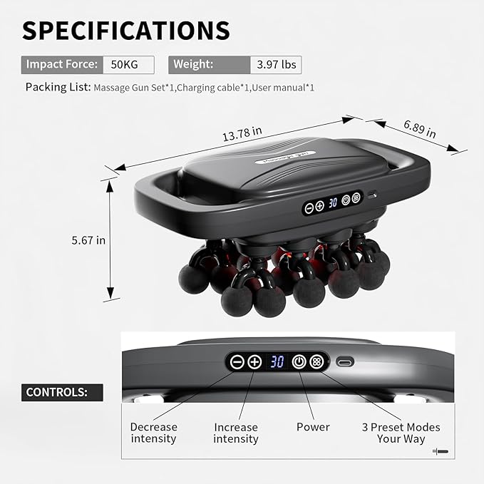 20-Head Massage Gun, 30 Intensity Levels 3 Modes, Deep Tissue Massager - Image 7