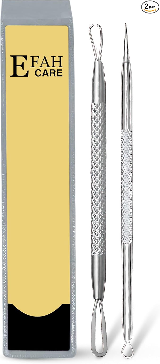 EFAH Care 2Pcs Stainless Steel Pimple Extractor Acne Treatment Tool Surgical by EFAHSPORTS
