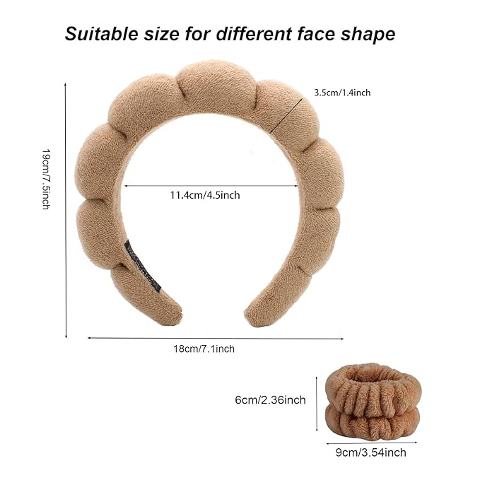 Spa Headbands for Washing Face Soft Puffy Bubble Headbands Wristband for Women - Image 2