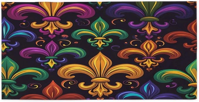 Colorful Mardi Gras Fleur De Lis Beach Towel Oversized Quick Dry Beach Blanket - Image 3