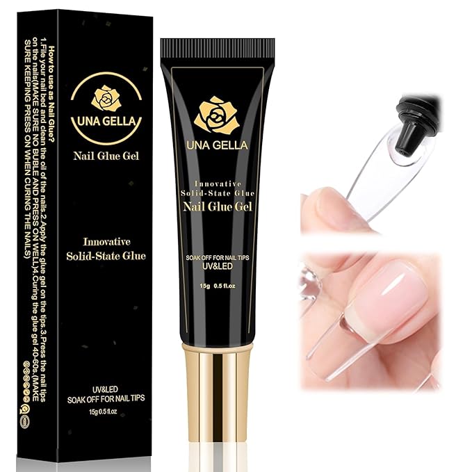 UNA GELLA Solid Nail Glue Gel 15ml Lamp Curing Needed Solid Soak Off U V/LED by UNAGELLA