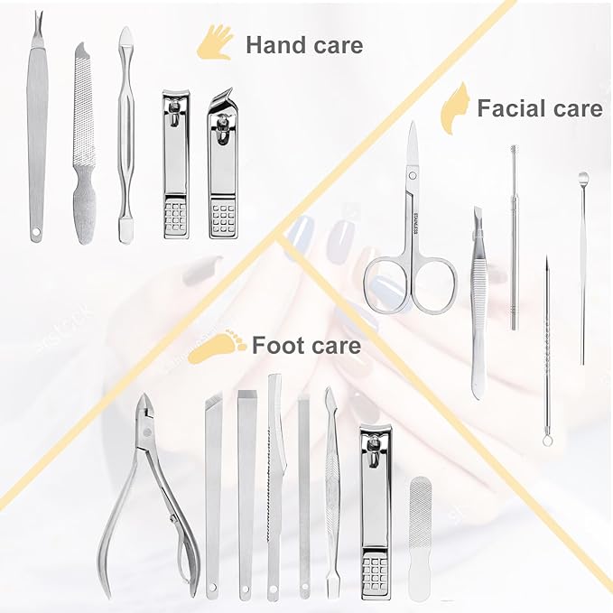 Yougai Nail Clippers set for Men and Womens Gift Manicure Set 18 Pieces - Image 2
